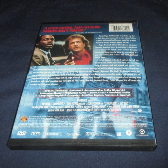 Lethal Weapon (DVD, 1997, Widescreen / Full screen) Mel Gibson Danny Glover - Picture 3 of 3